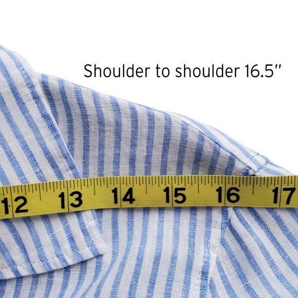 H&M 100% Linen Button Down Long Sleeve Shirt Periwinkle Blue and White Size XS - Picture 10 of 16